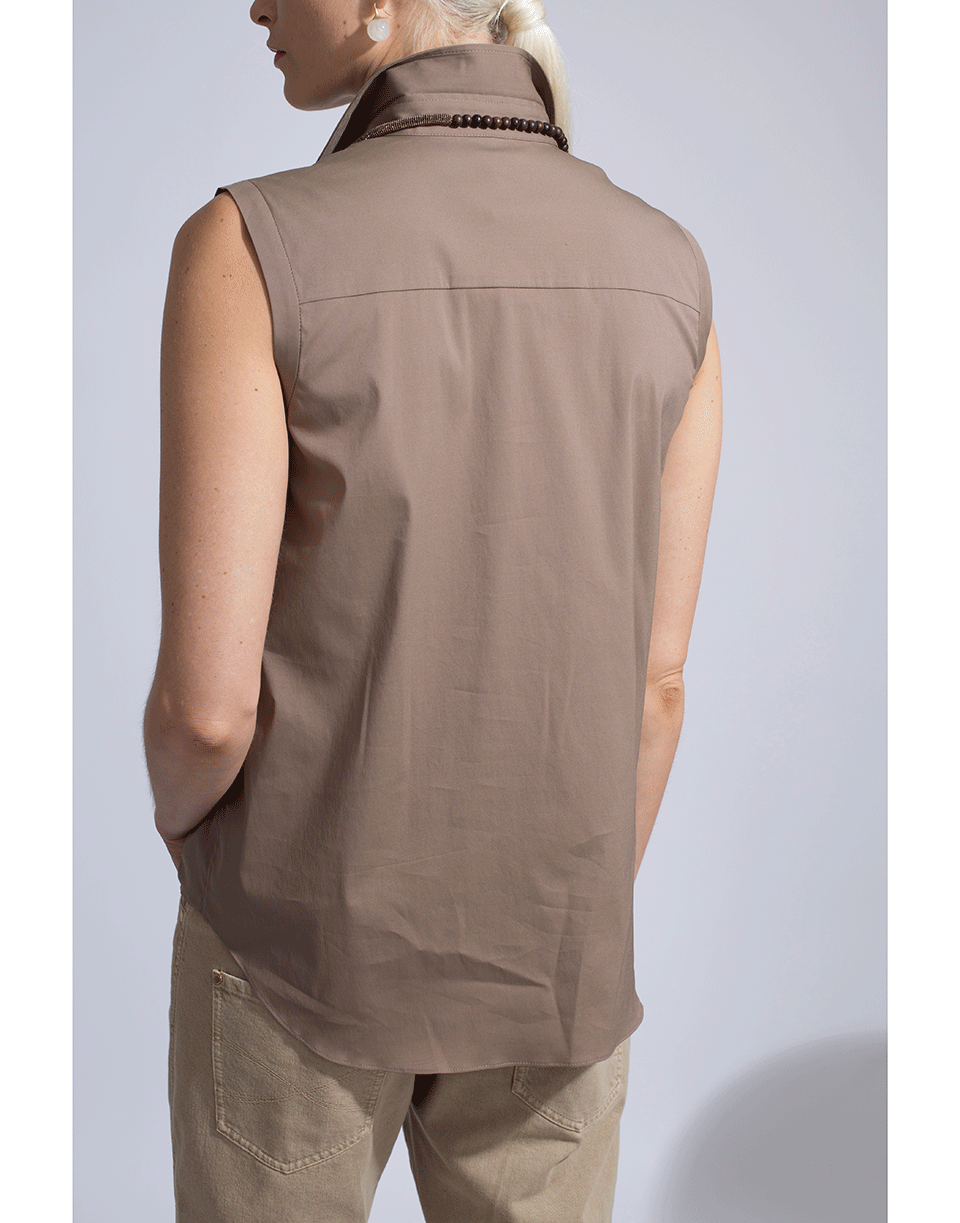 BRUNELLO CUCINELLI-Monili Trim Poplin Blouse-