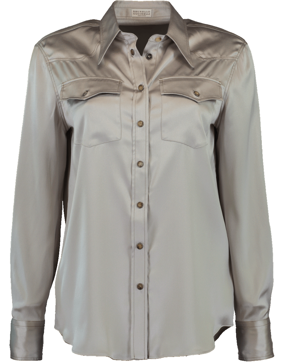 BRUNELLO CUCINELLI-Charmeuse Western Monili Blouse-