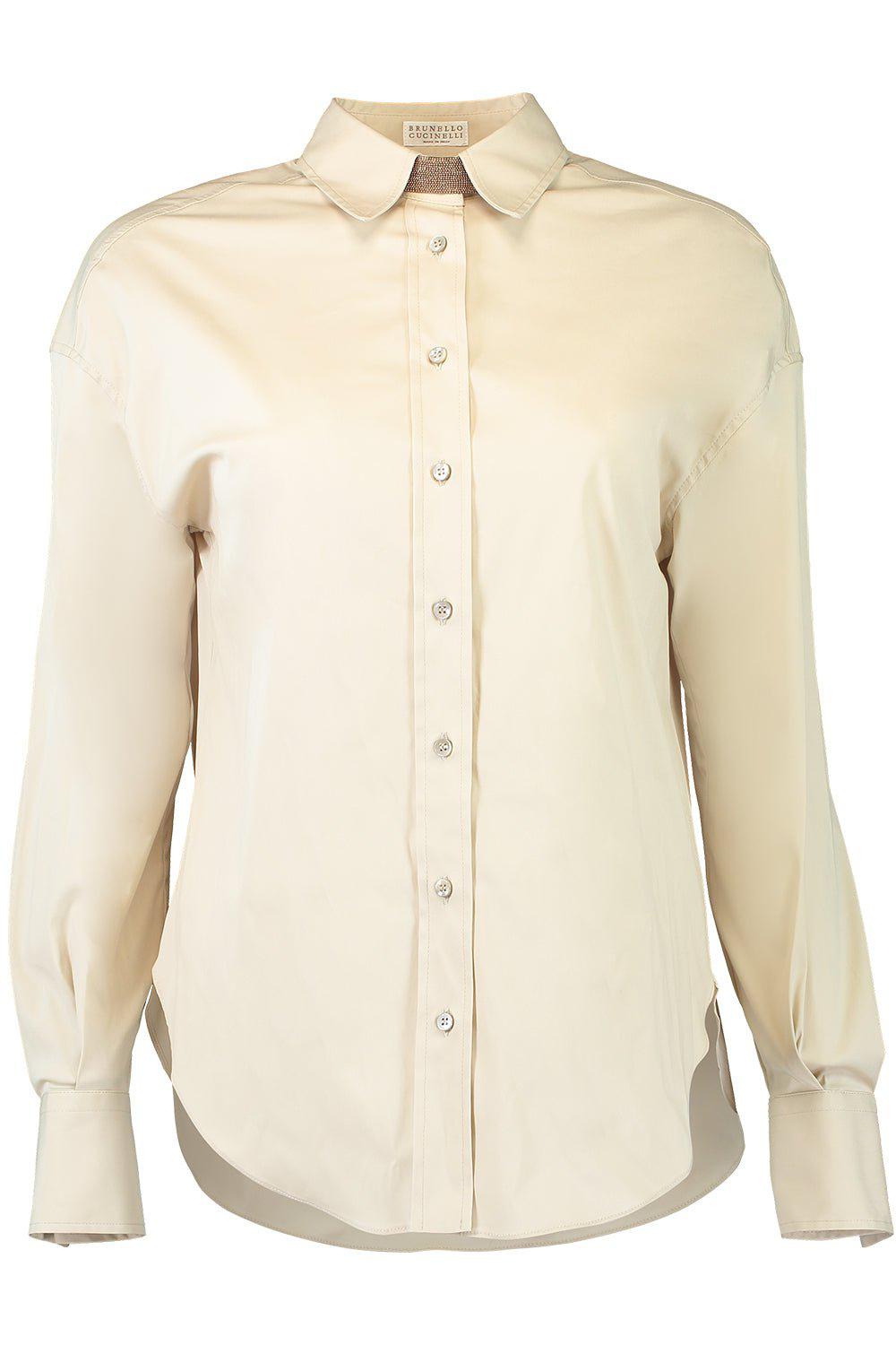 BRUNELLO CUCINELLI-Long Sleeve Monili Tab Shirt-