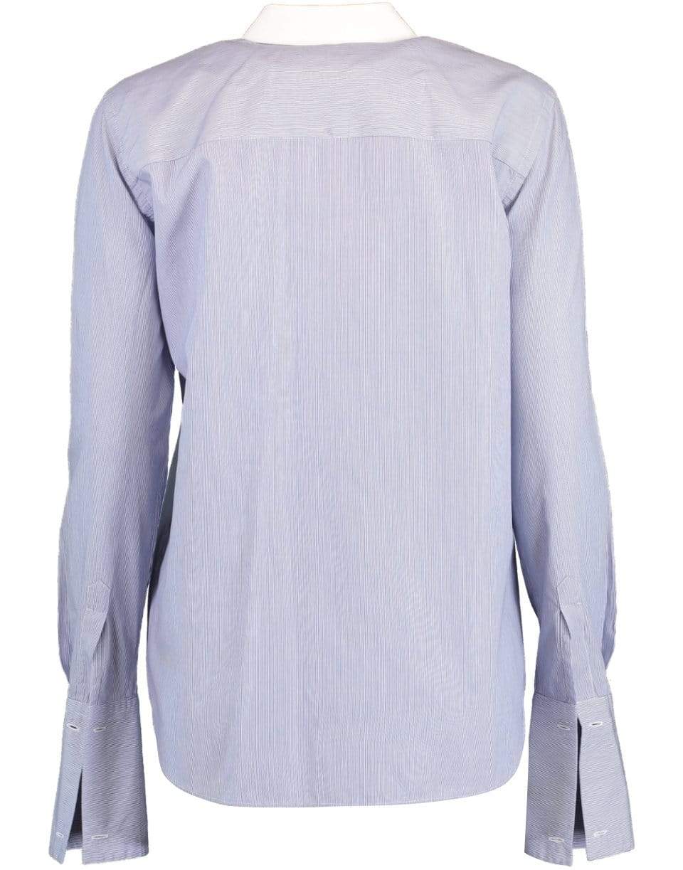 BRUNELLO CUCINELLI-Contrasting Collar Stripe Shirt-STRIPE