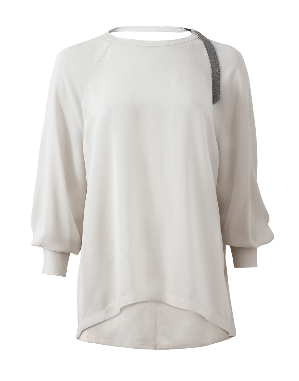 BRUNELLO CUCINELLI-Monili Neck Silk Top-