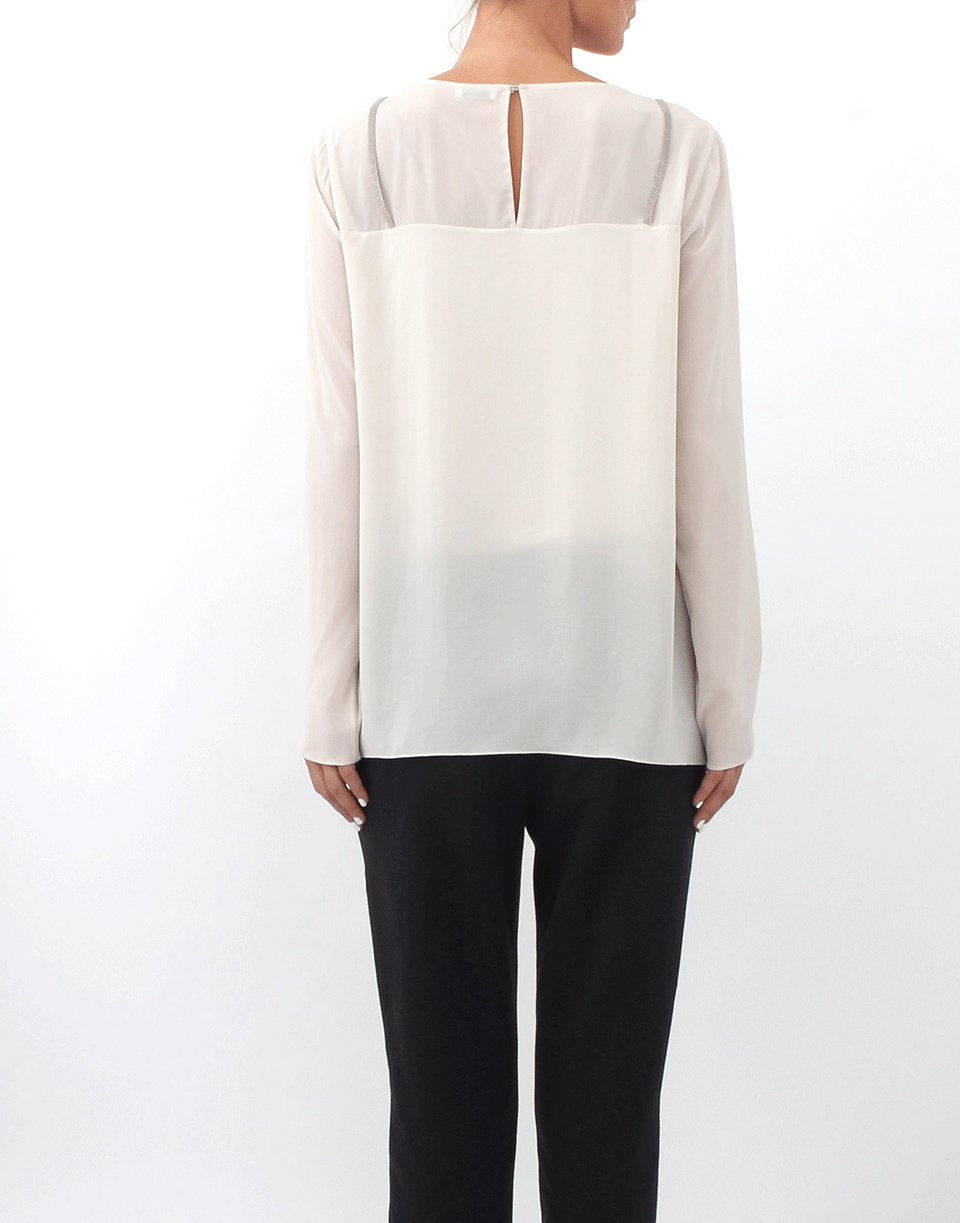 BRUNELLO CUCINELLI-Silk Blouse With Monili Suspenders-