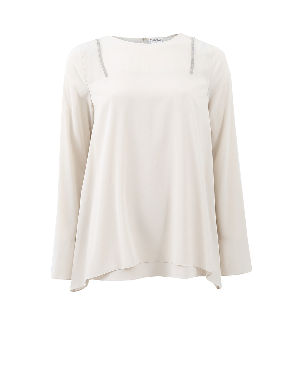 BRUNELLO CUCINELLI-Silk Blouse With Monili Suspenders-