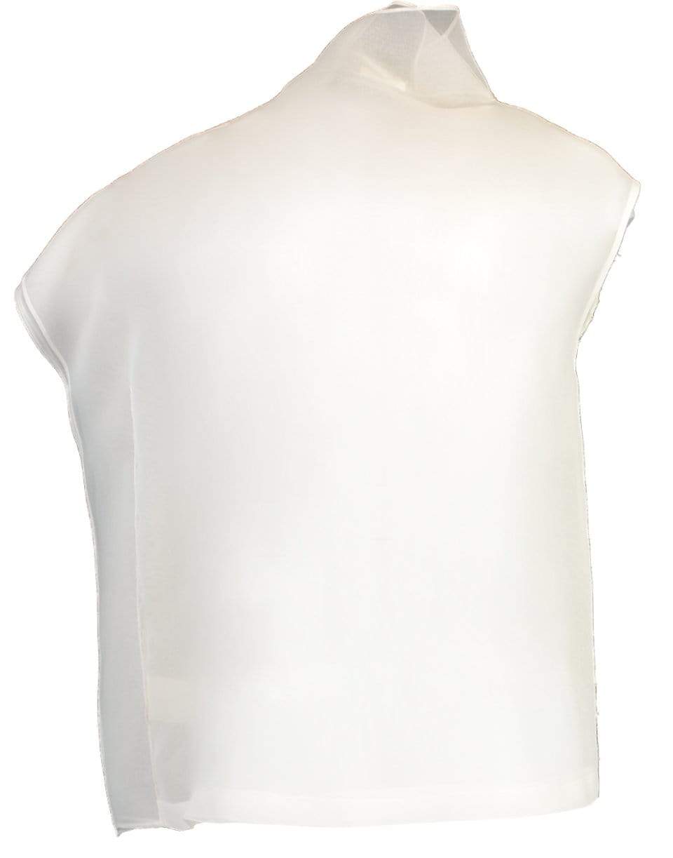 BRUNELLO CUCINELLI-Cap Sleeve Organza Embroidered Sheer Top-