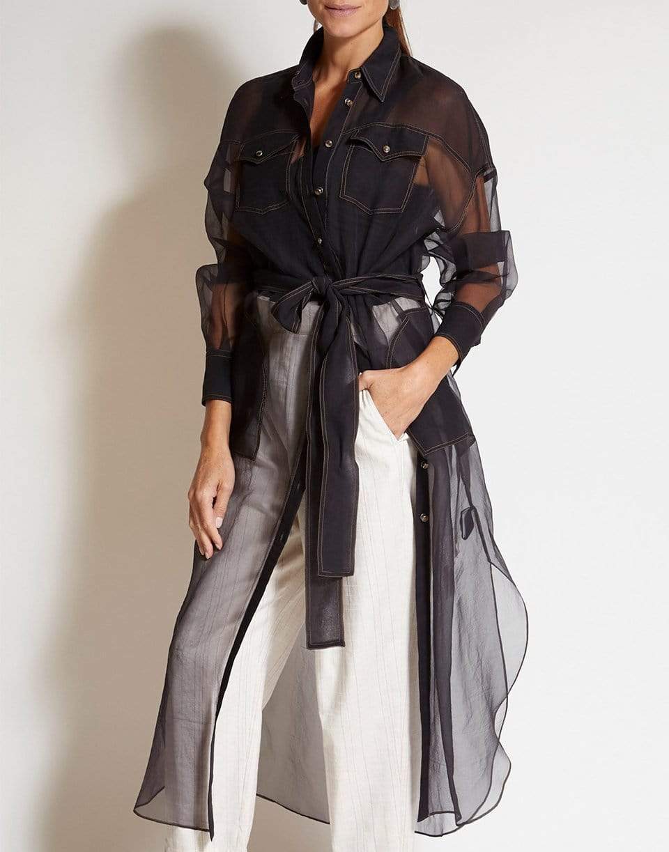 BRUNELLO CUCINELLI-Silk Organza Duster Blouse-