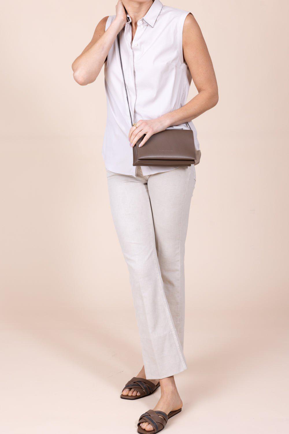 BRUNELLO CUCINELLI-Sleeveless Monili Trim Collar Blouse-