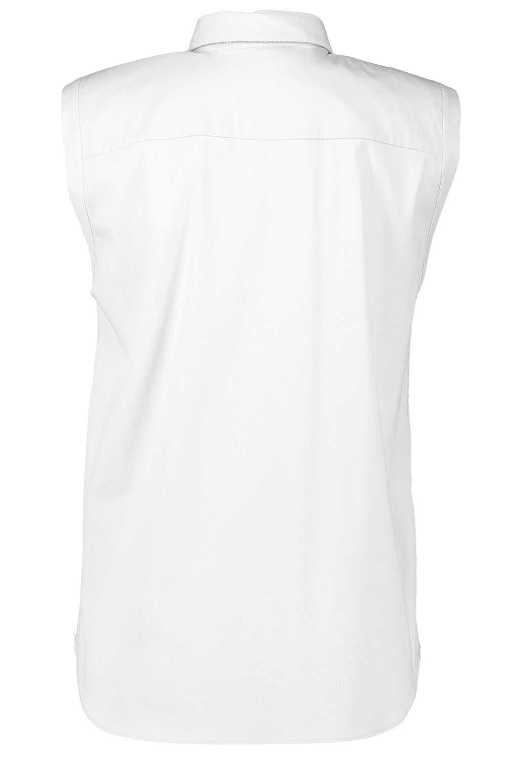 BRUNELLO CUCINELLI-Sleeveless Monili Trim Collar Blouse-