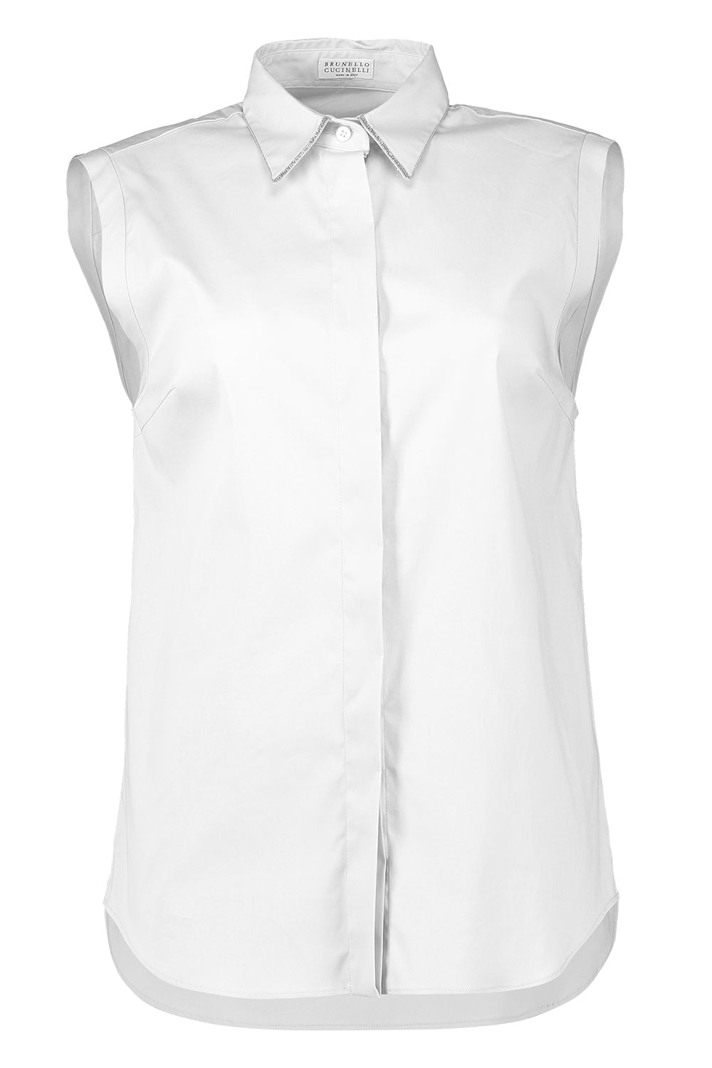 BRUNELLO CUCINELLI-Sleeveless Monili Trim Collar Blouse-