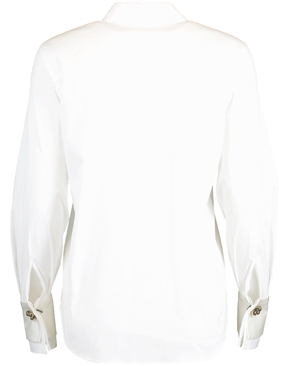 BRUNELLO CUCINELLI-Beaded Cuff Poplin Stretch Blouse-