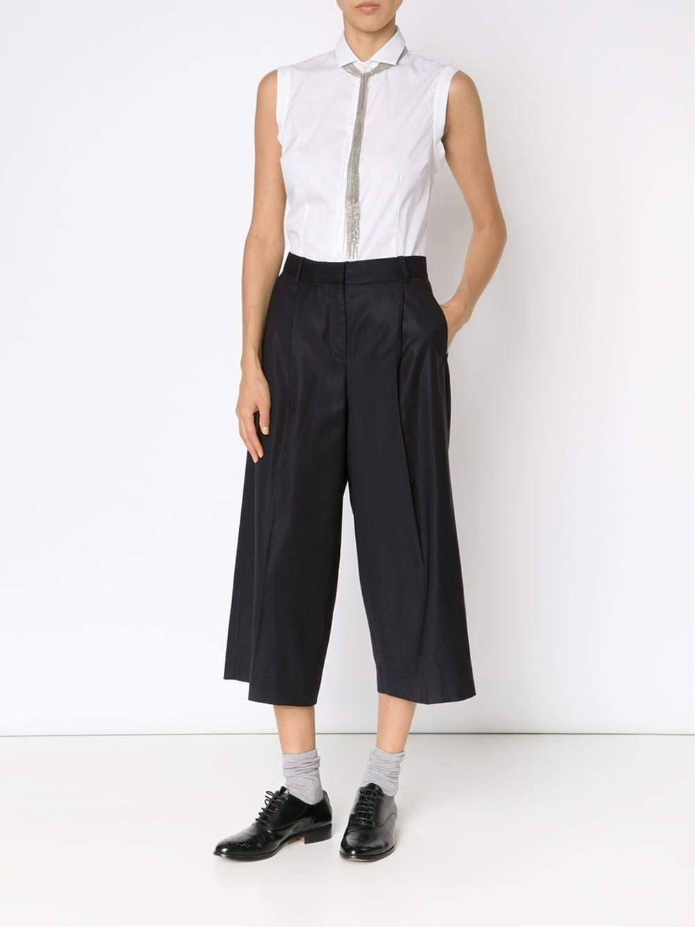 BRUNELLO CUCINELLI-Detachable Monili Poplin Blouse-