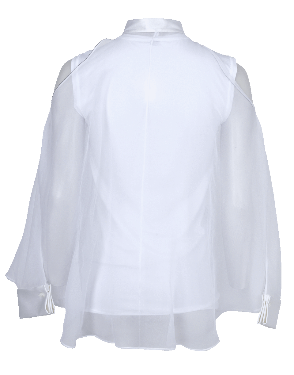 BRUNELLO CUCINELLI-Double Cold Shoulder Top-WHITE