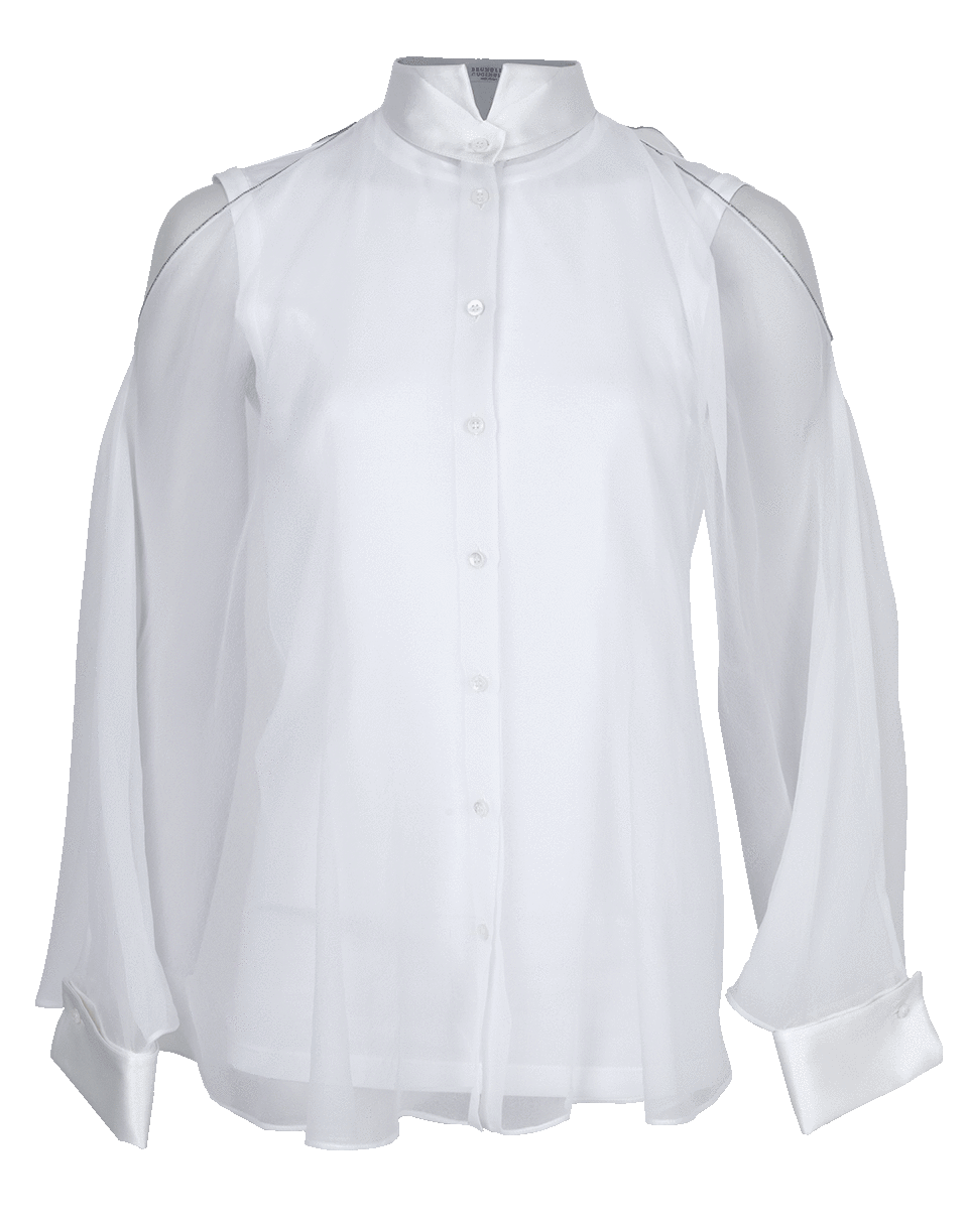 BRUNELLO CUCINELLI-Double Cold Shoulder Top-WHITE