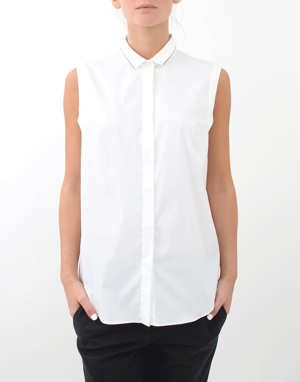 BRUNELLO CUCINELLI-Monili Trim Collared Blouse-