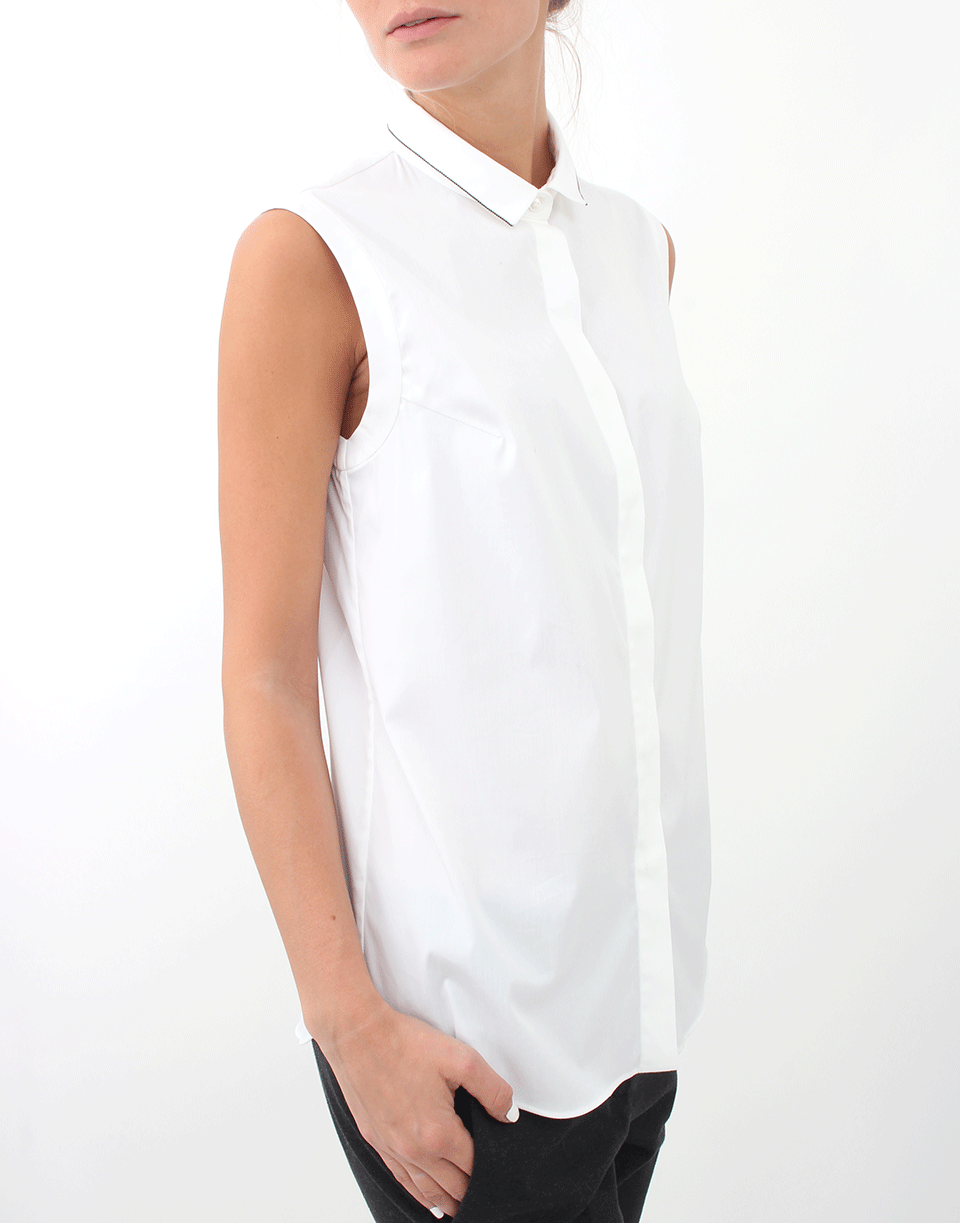 BRUNELLO CUCINELLI-Monili Trim Collared Blouse-
