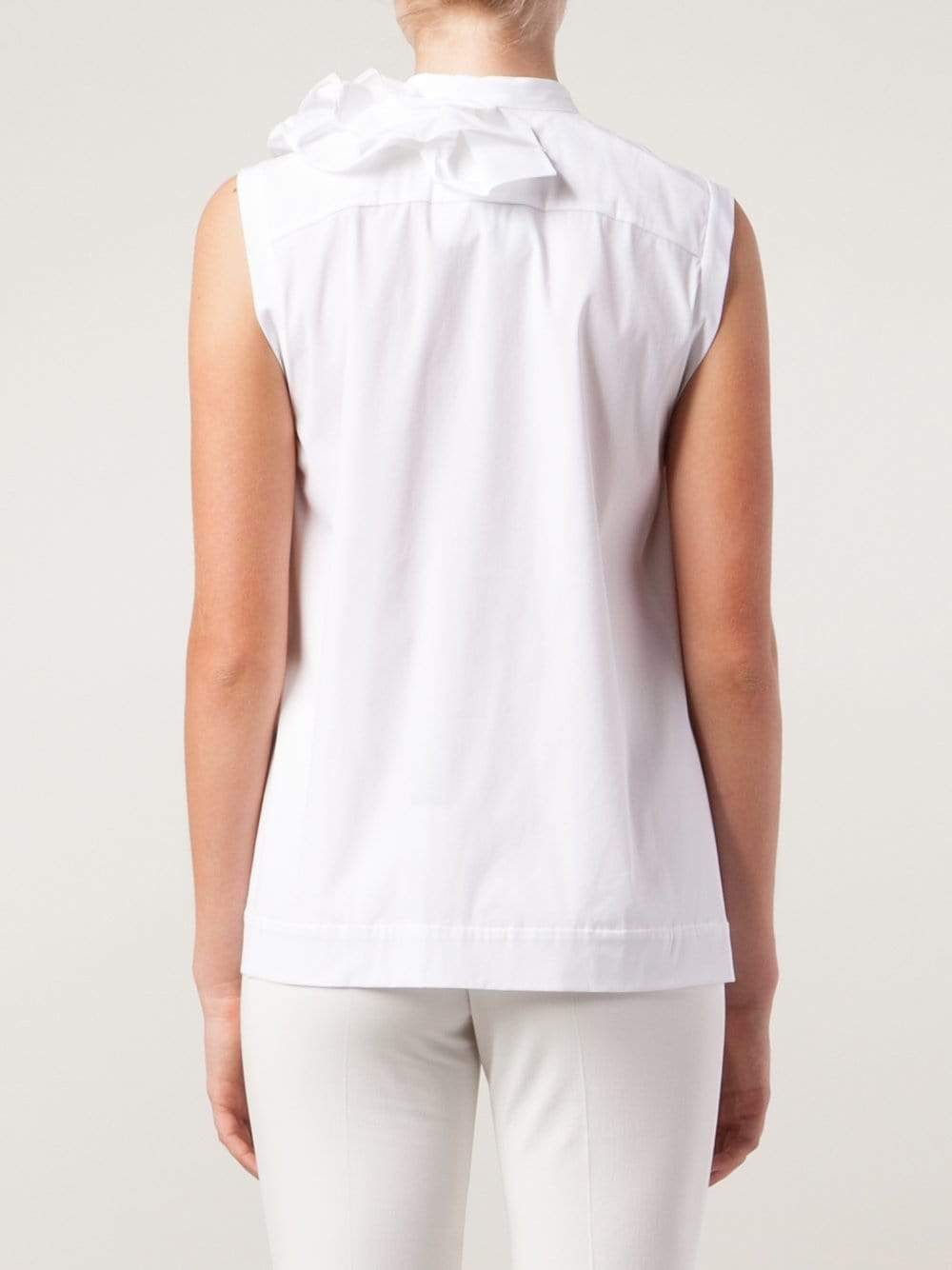 BRUNELLO CUCINELLI-Stretch Cotton Ruffle Blouse-