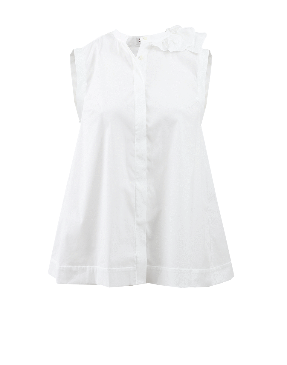 BRUNELLO CUCINELLI-Stretch Cotton Ruffle Blouse-
