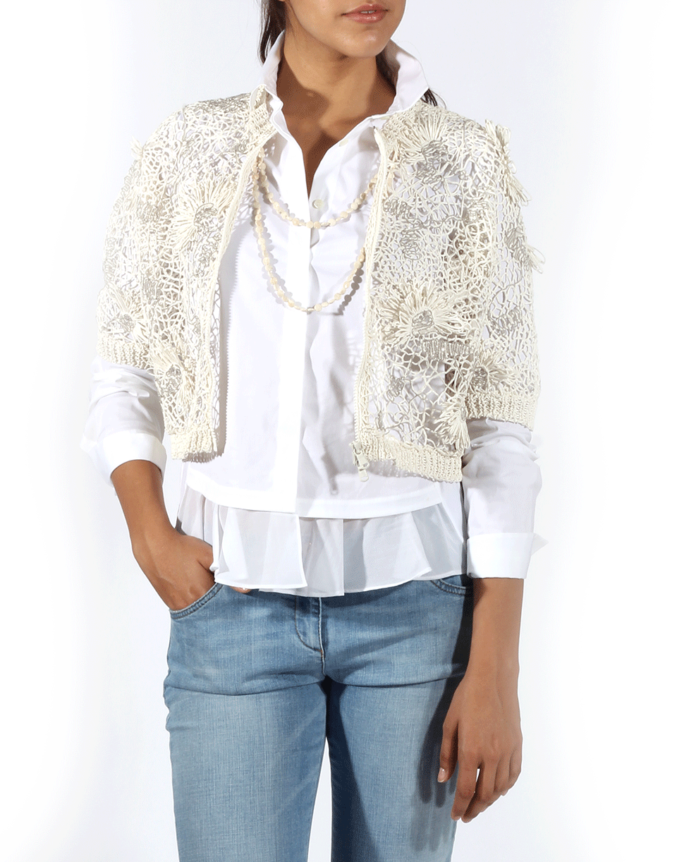 BRUNELLO CUCINELLI-Voile Ruffle Hem Blouse-