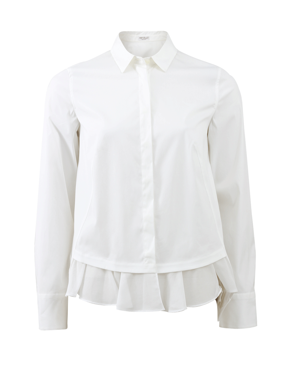 BRUNELLO CUCINELLI-Voile Ruffle Hem Blouse-