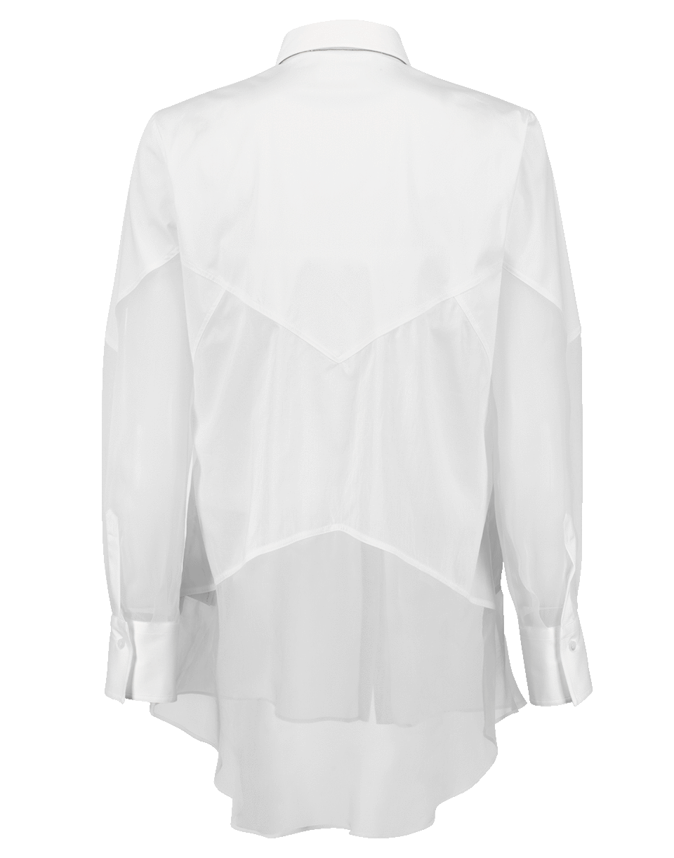 BRUNELLO CUCINELLI-Poplin Geometric Blouse-WHITE
