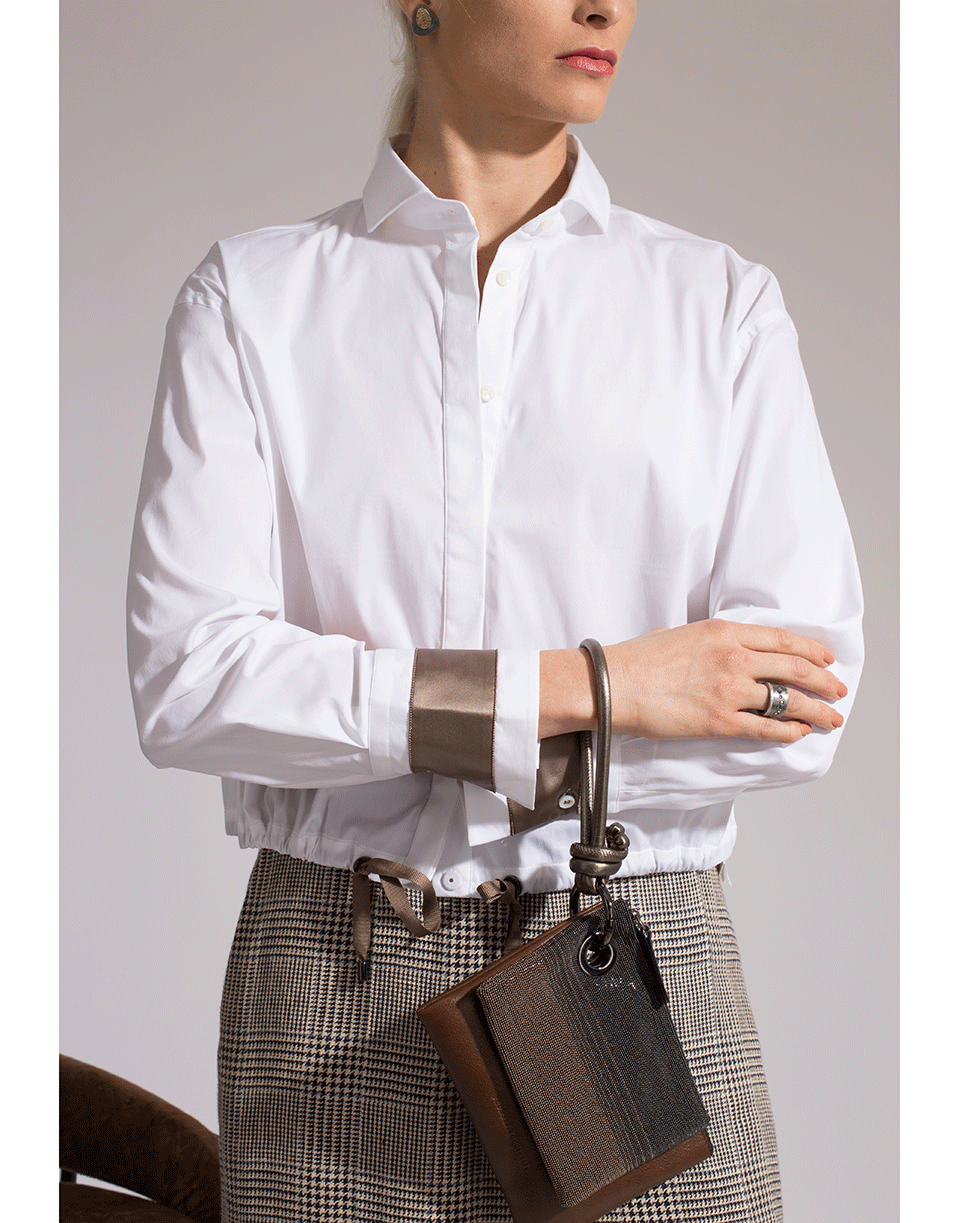 BRUNELLO CUCINELLI-Drawstring Cropped Blouse-