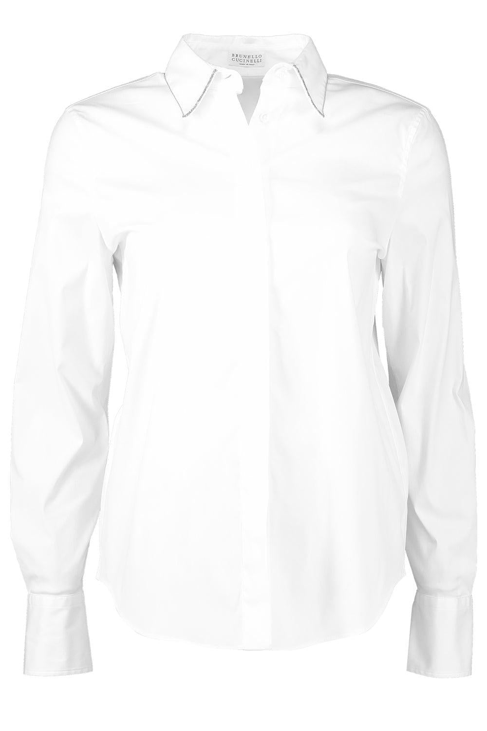 Longsleeve Cotton Poplin Shirt - White-WHITE-XS-CLOTHINGTOPBLOUSE-BRUNELLO CUCINELLI