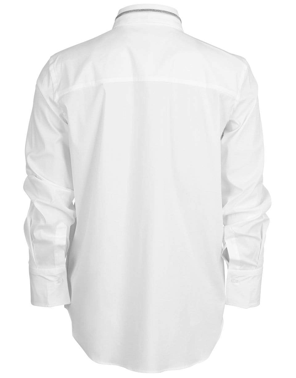BRUNELLO CUCINELLI-Mesh Monili Collar Detail Button Up Blouse-