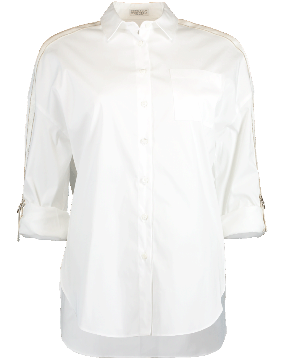 BRUNELLO CUCINELLI-Monili Sleeve Poplin Blouse-