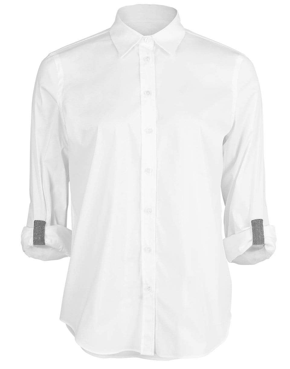 BRUNELLO CUCINELLI-Monili Tab Sleeve Cuff Button Up Blouse-