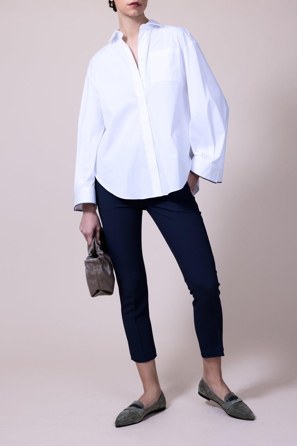 BRUNELLO CUCINELLI-Monili Trim Bell Sleeve Blouse-