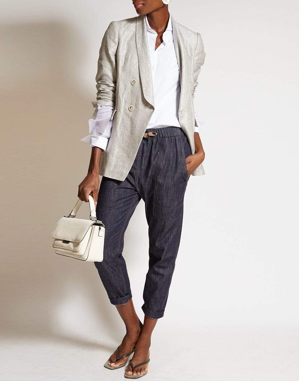 BRUNELLO CUCINELLI-Organza Sleeve Boyfriend Blouse-