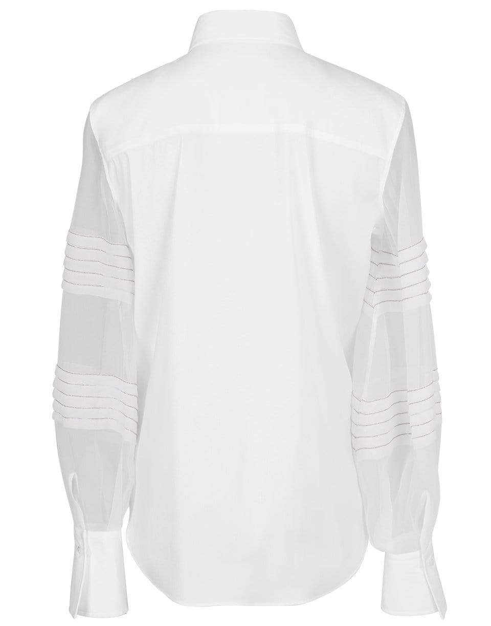 BRUNELLO CUCINELLI-Organza Sleeve Boyfriend Blouse-