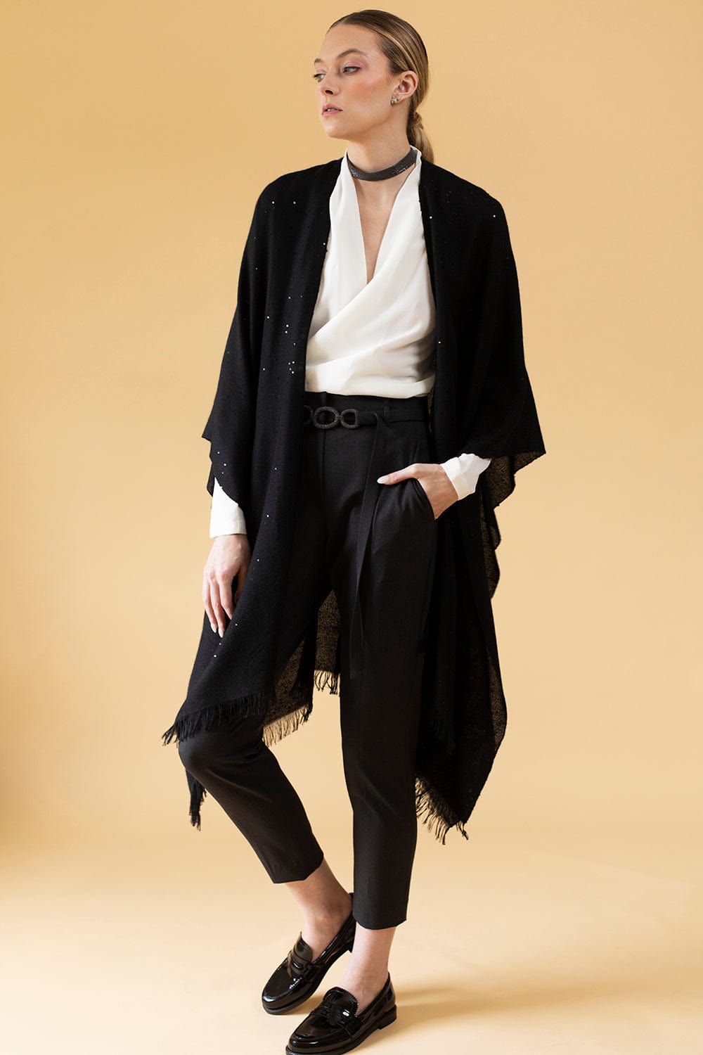 BRUNELLO CUCINELLI-Wrap Blouse With Monili Necklace-