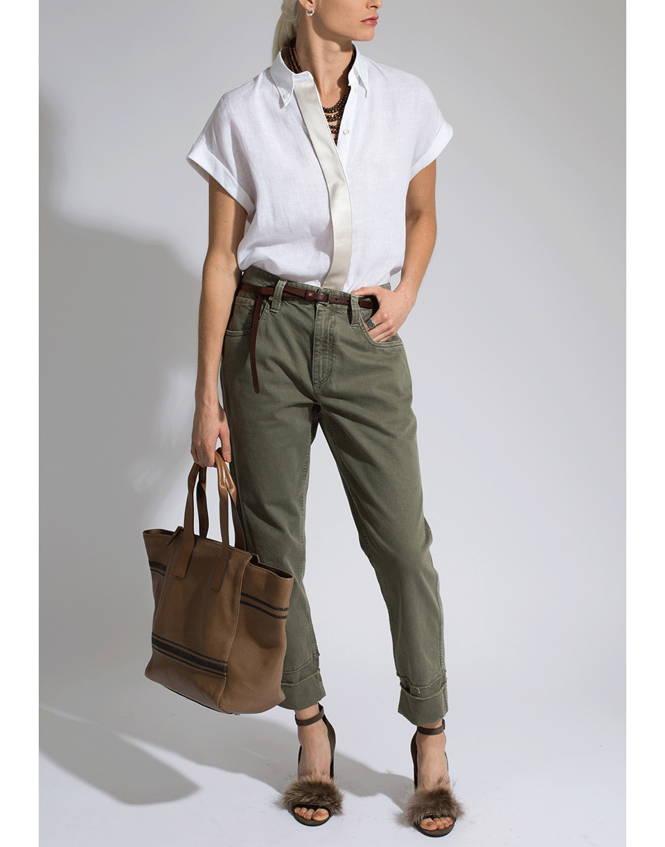 BRUNELLO CUCINELLI-Linen Silk Placket Blouse-