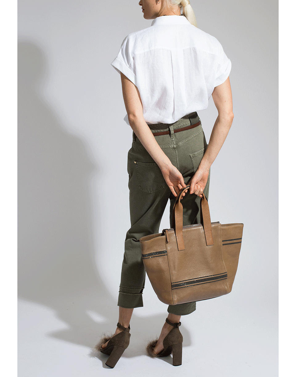BRUNELLO CUCINELLI-Linen Silk Placket Blouse-
