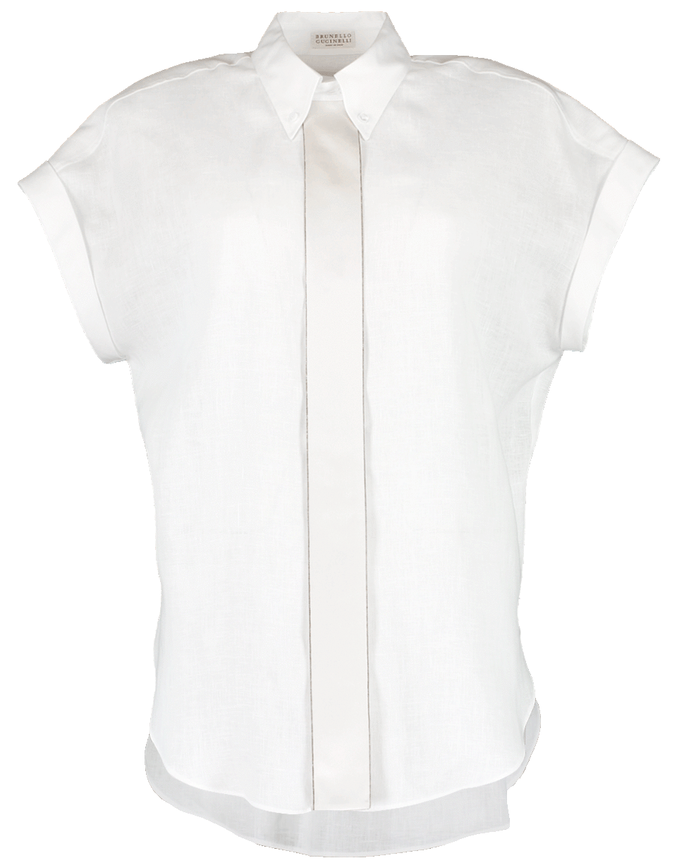 BRUNELLO CUCINELLI-Linen Silk Placket Blouse-