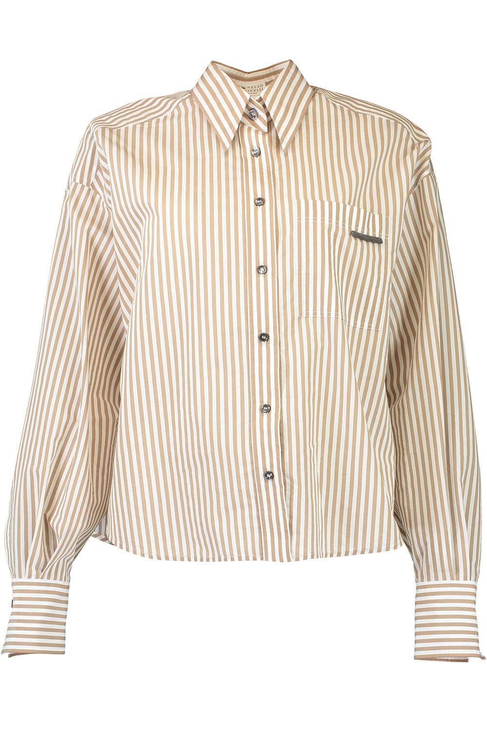 Techno Stripe Flap Detail Blouse