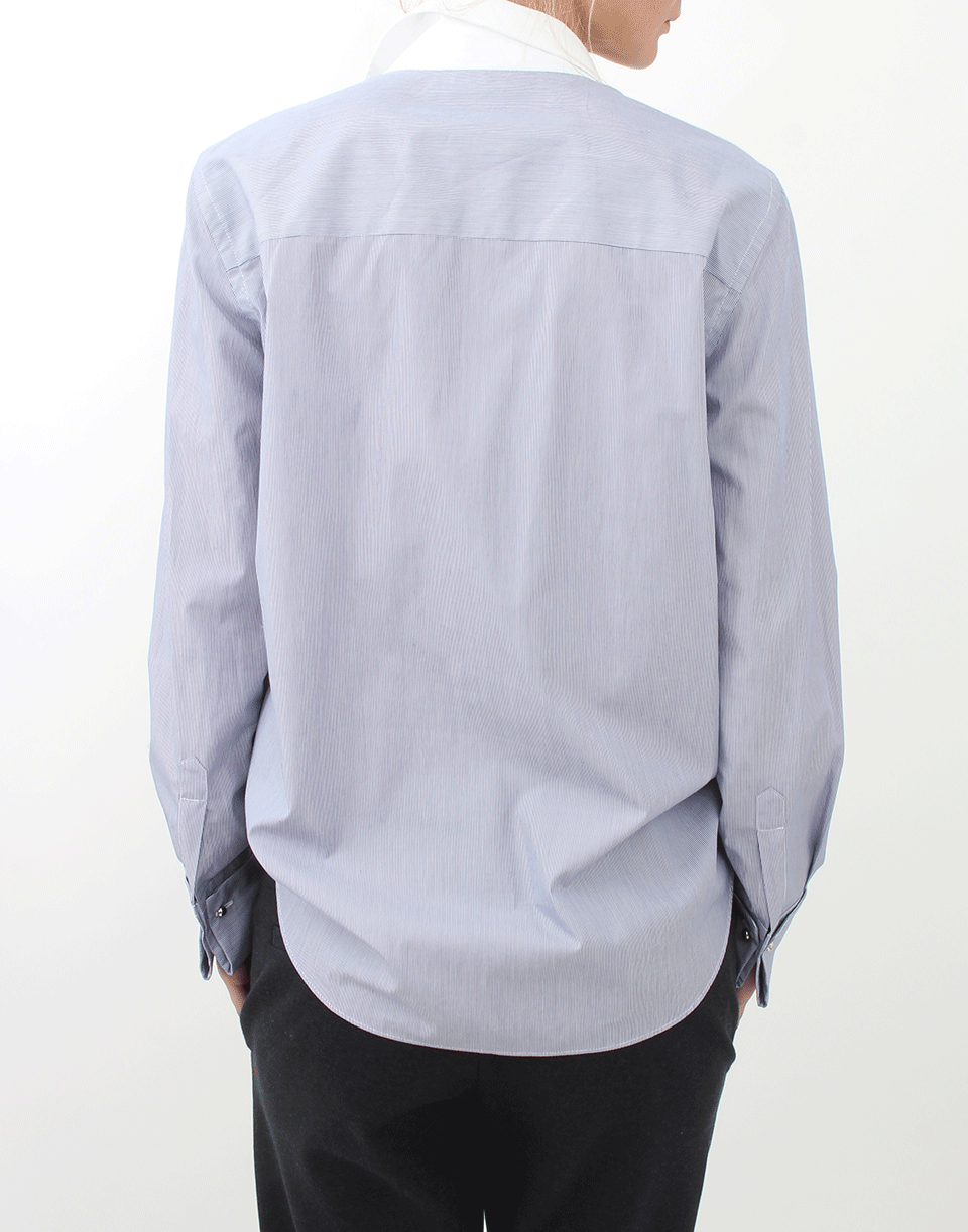 BRUNELLO CUCINELLI-Mini Stripe Collared Blouse-