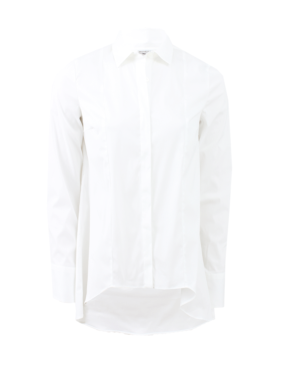 BRUNELLO CUCINELLI-Cotton Poplin Hi-Low Blouse-