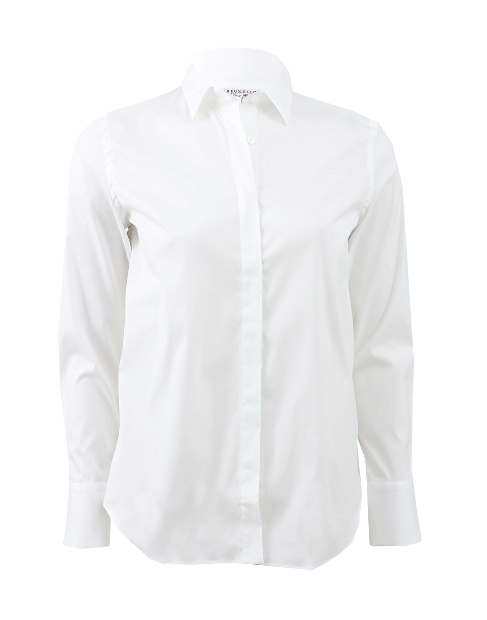 BRUNELLO CUCINELLI-Cotton Poplin Placket Blouse-