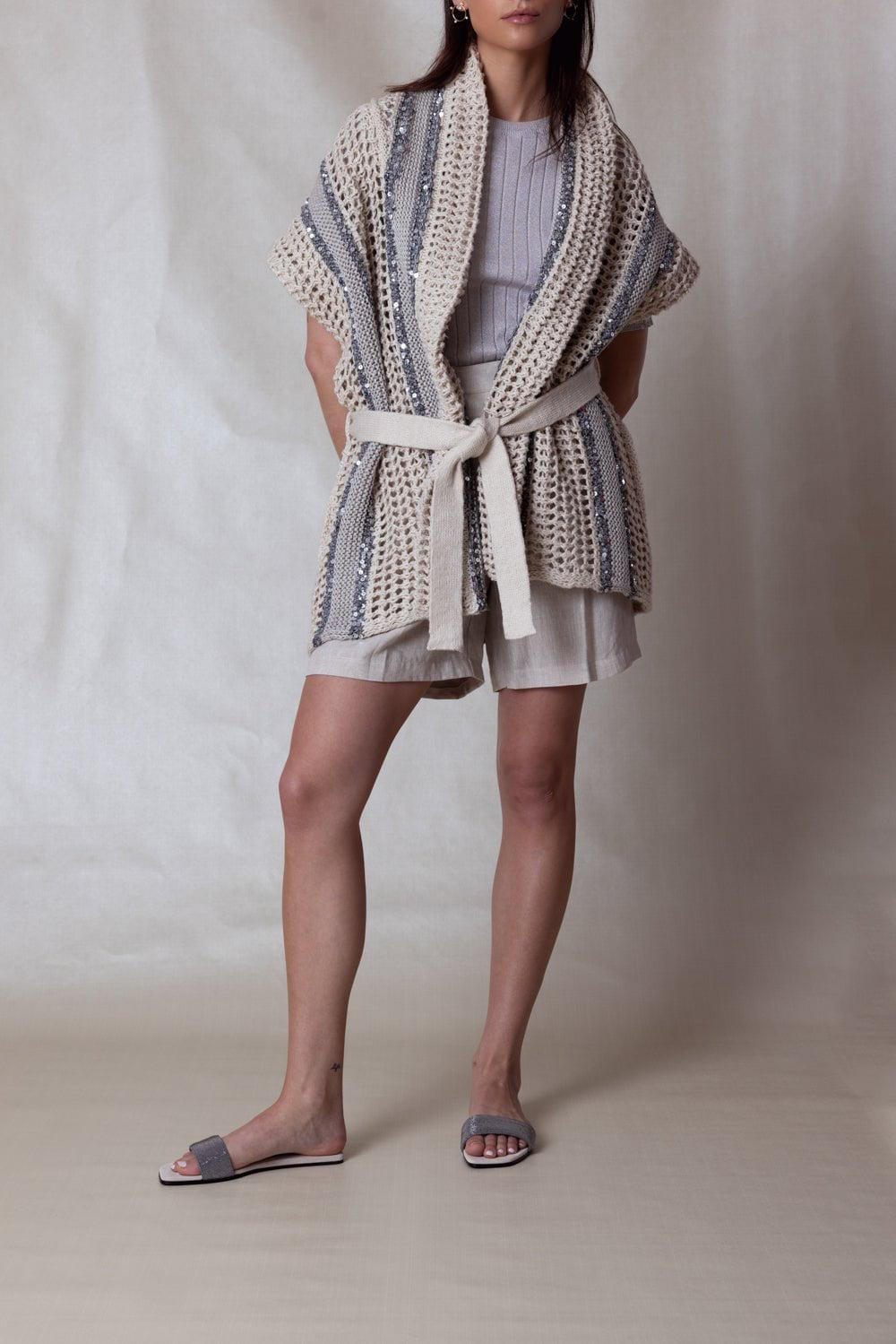 BRUNELLO CUCINELLI-Dazzling Stripe Cardigan-