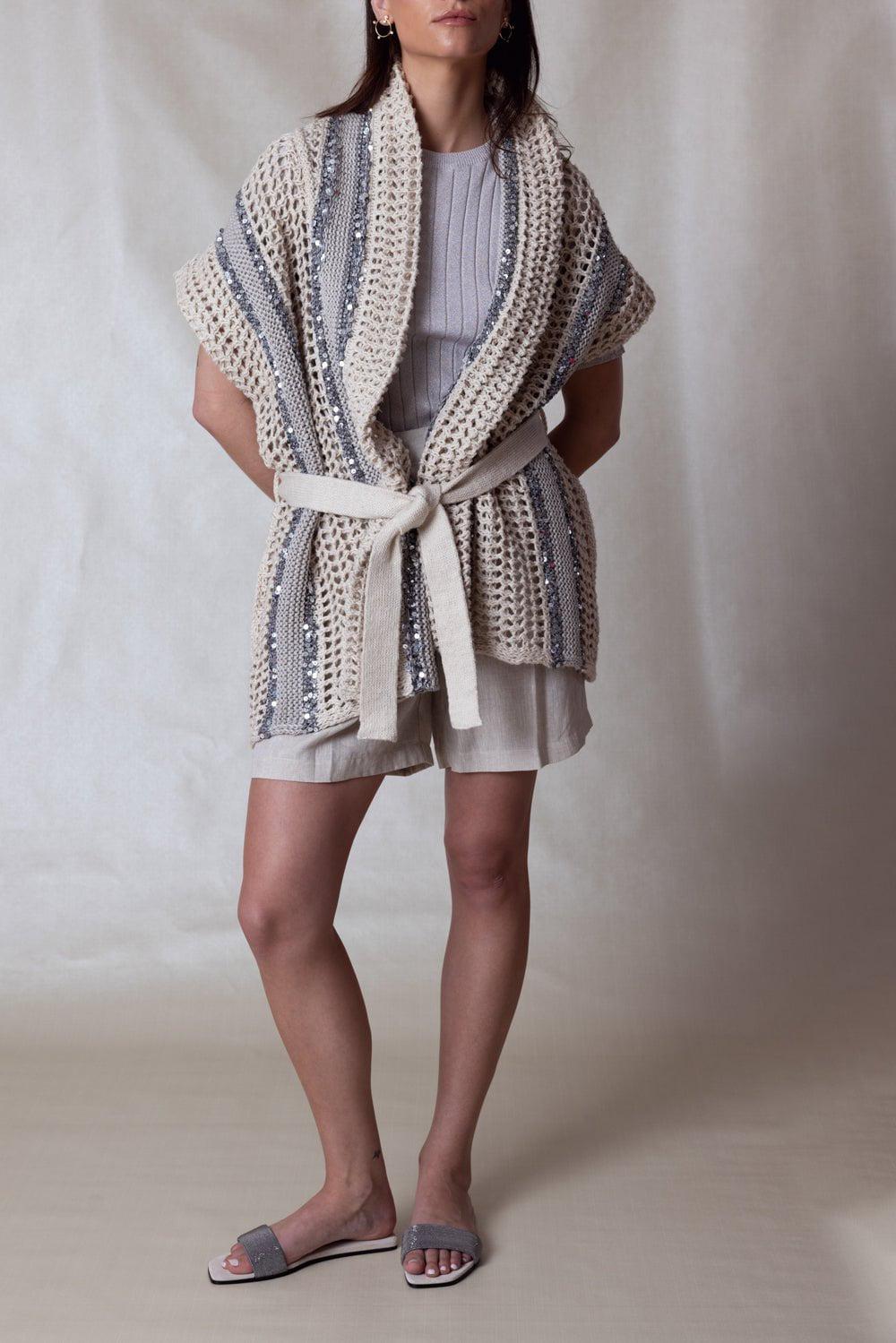 BRUNELLO CUCINELLI-Dazzling Stripe Cardigan-