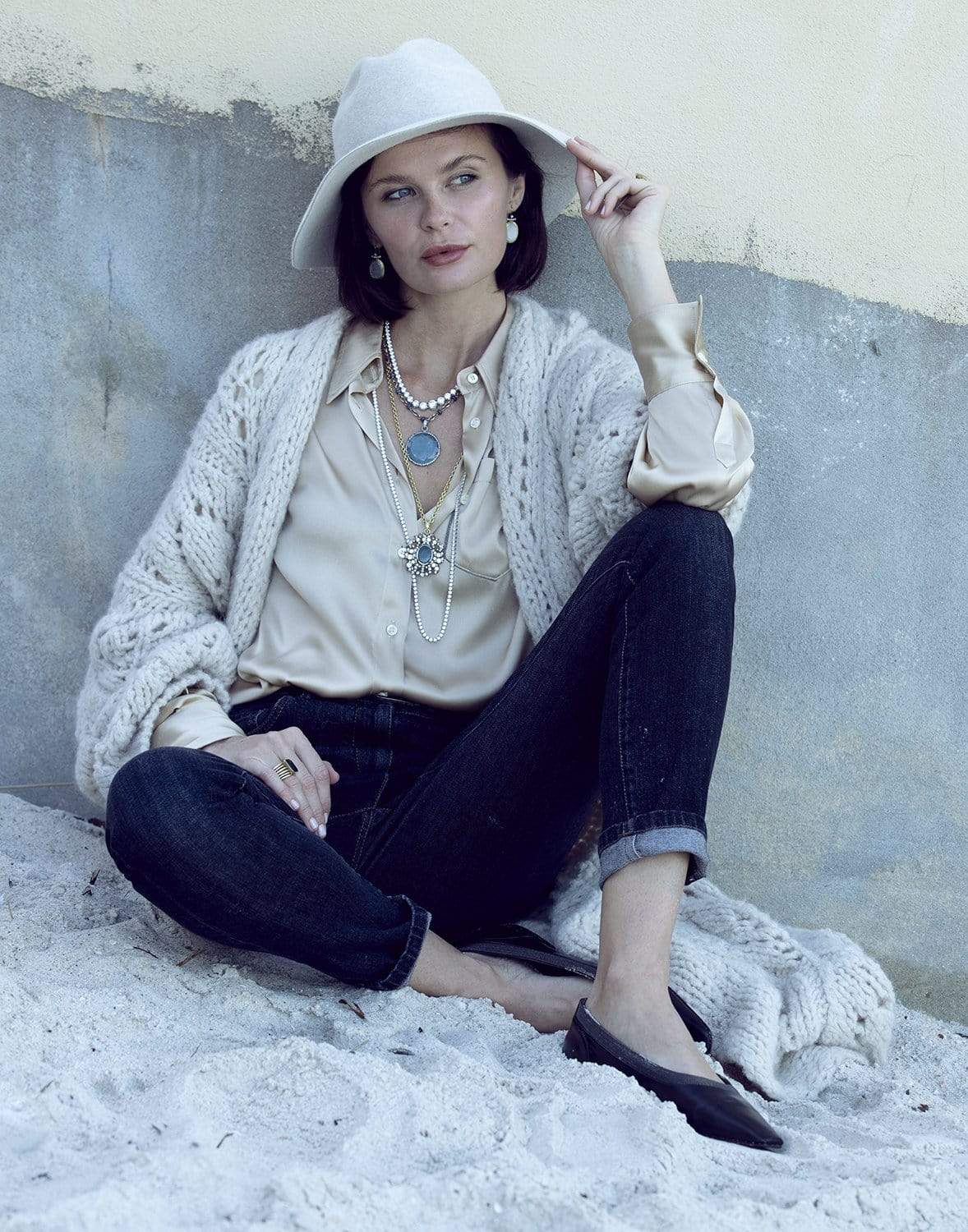 BRUNELLO CUCINELLI-Long Lace Alpaca Belted Cardigan-