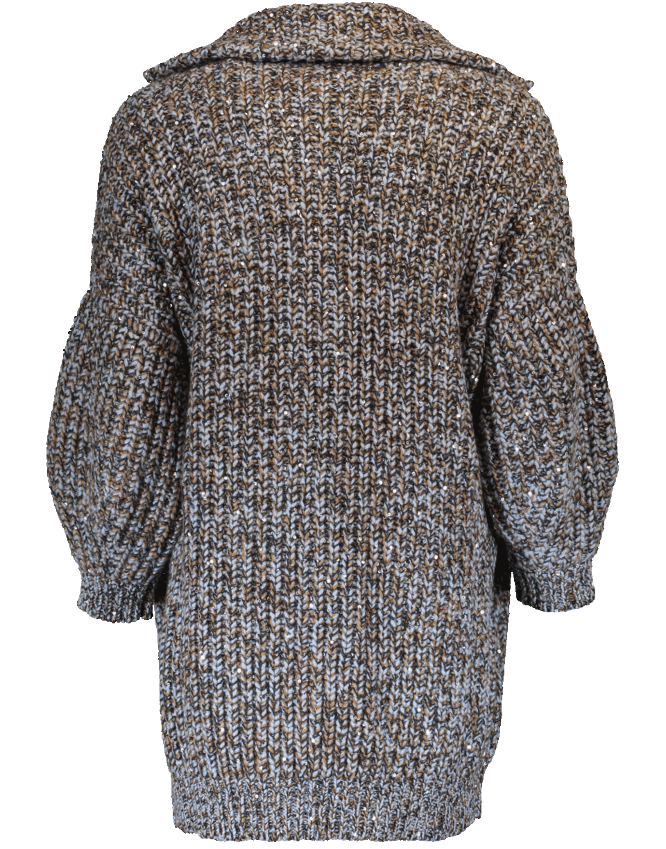 BRUNELLO CUCINELLI-Chunky Paillette Ribbed Cardigan-CELESTE