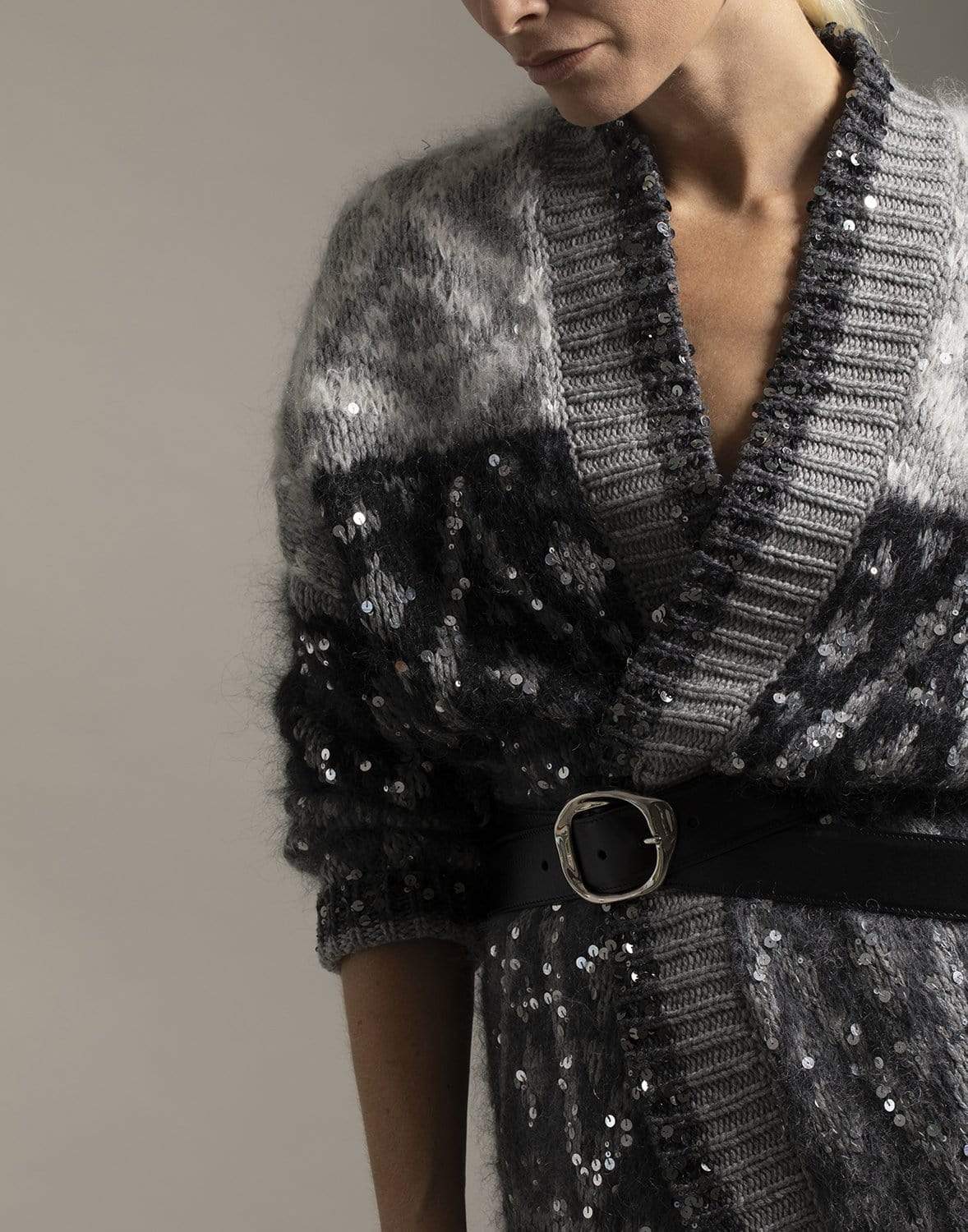 BRUNELLO CUCINELLI-Opera Paillette Cardigan-CHARCOAL