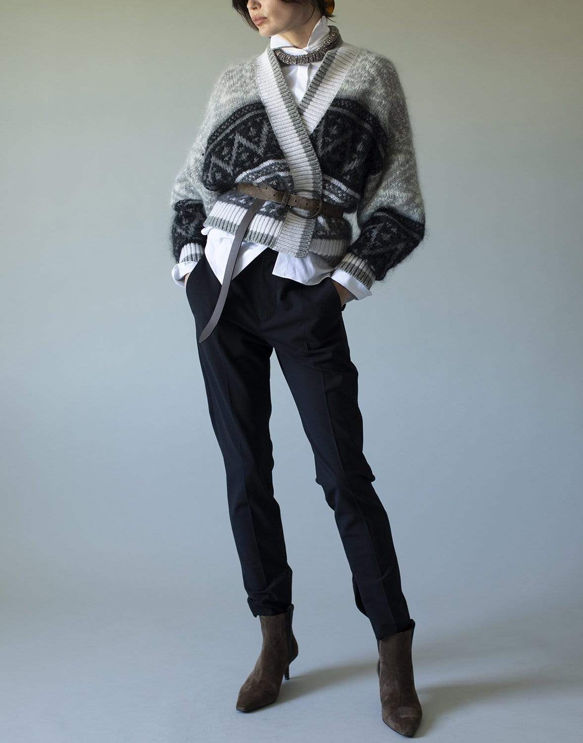 BRUNELLO CUCINELLI-Short Jacquard Opera Cardigan-