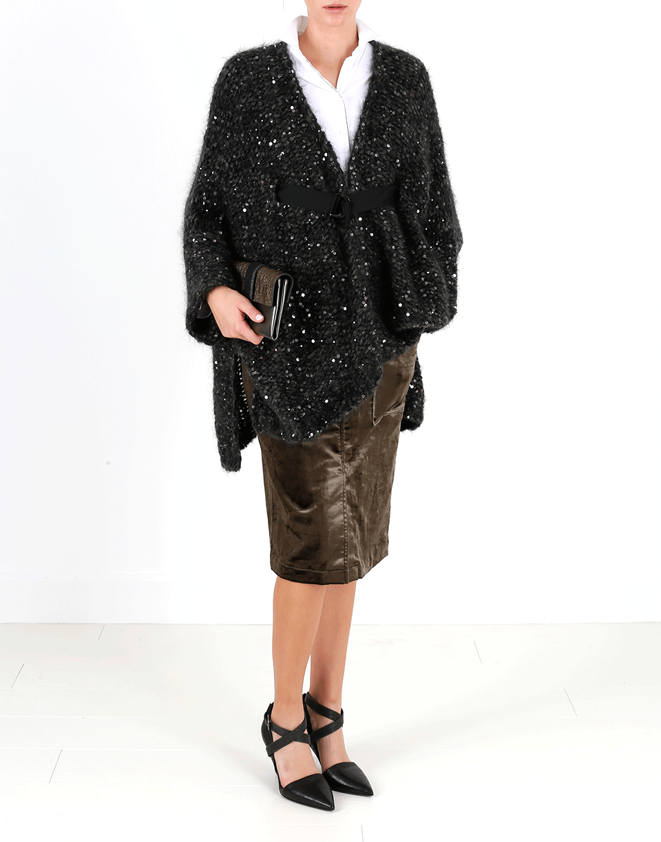 BRUNELLO CUCINELLI-Open Knit Tie Pailette Cardigan-
