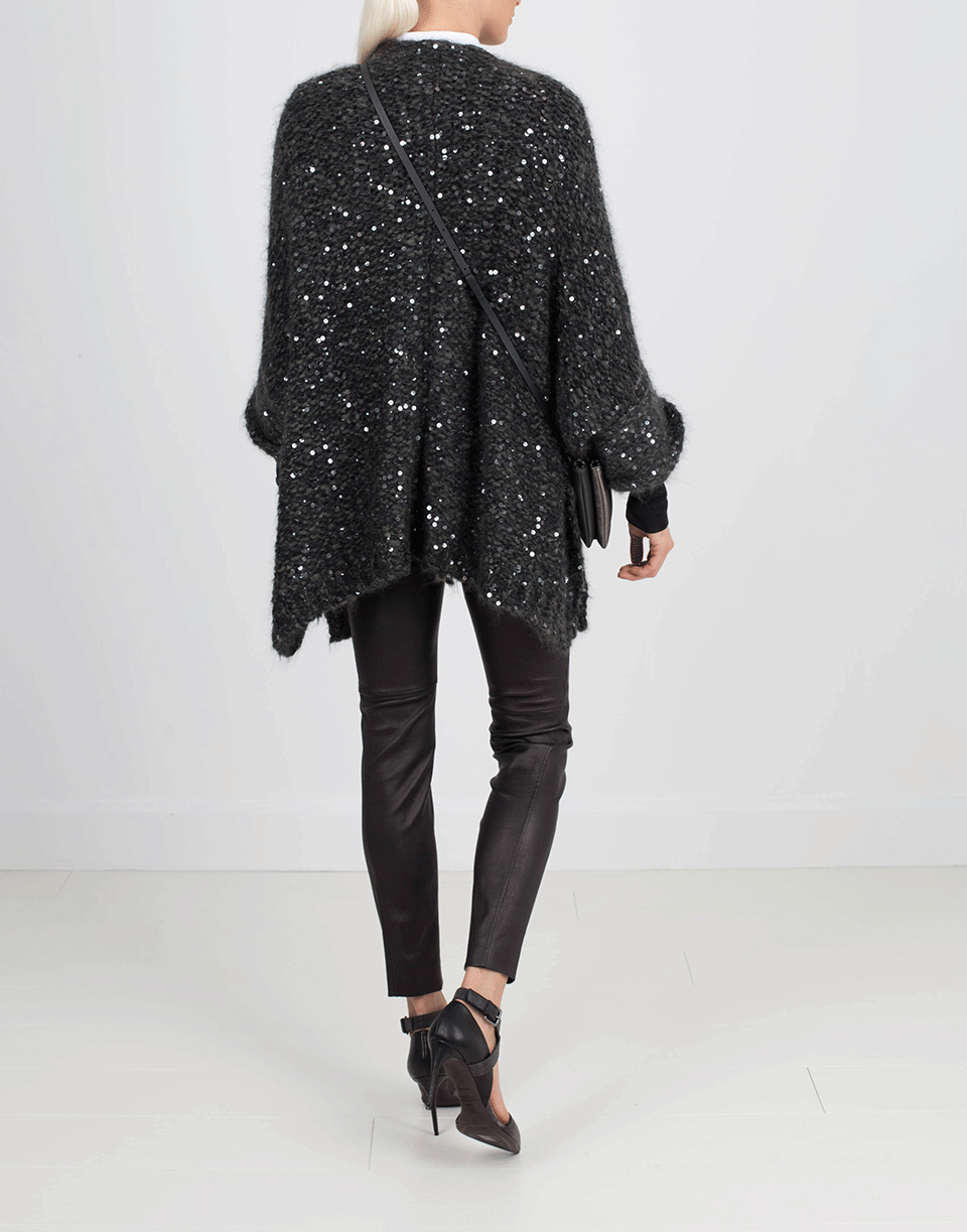 BRUNELLO CUCINELLI-Open Knit Tie Pailette Cardigan-