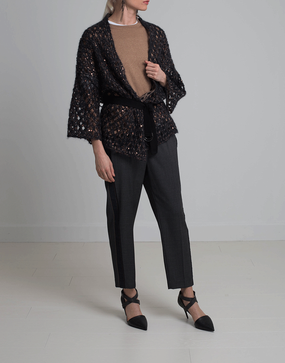 BRUNELLO CUCINELLI-Open Weave Cardigan-