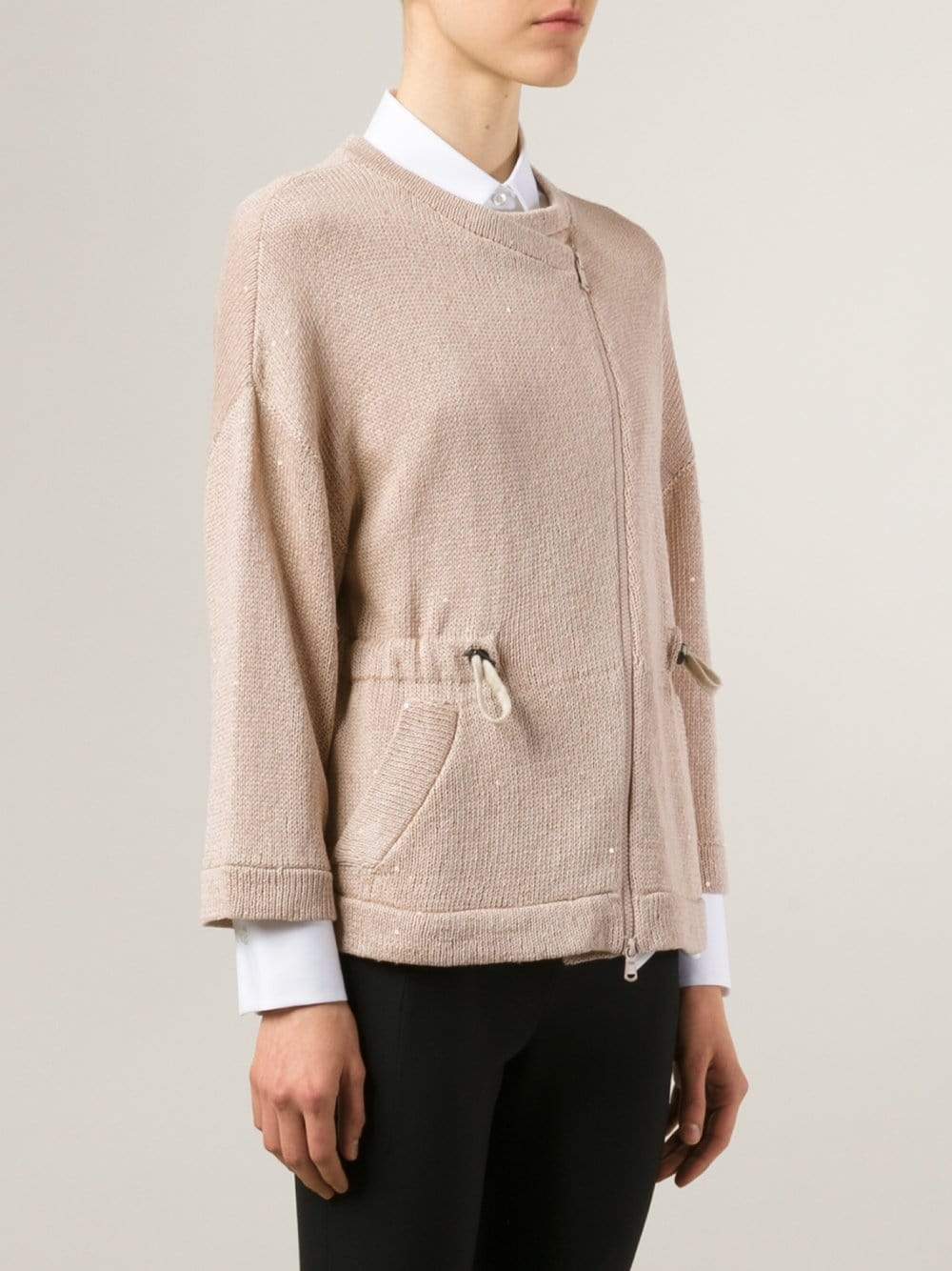 BRUNELLO CUCINELLI-Drawstring Waist Cardigan-