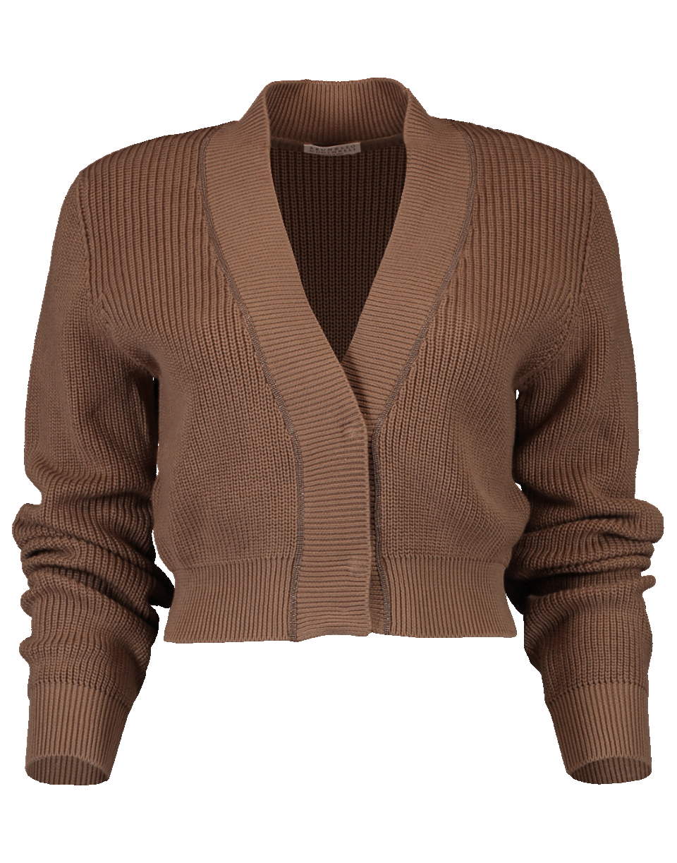 BRUNELLO CUCINELLI-Ribbed Cropped Cardigan-